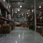 Looking down an aisle in the warehouse…