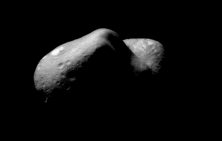 Asteroid 433 Eros, a planetary killer discovered in 1898, has a dimension of 34.4 kilometers by 11.2km by 16.84 km.  It's the size of a large midwestern city.